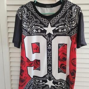 Ssllr Black and Red Bandana Print T-shirt